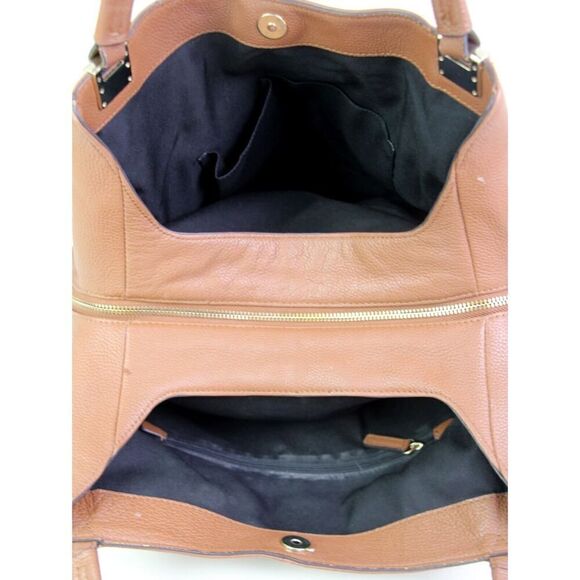 ROOMY Vince Camuto TAN BROWN GENUINE LEATHER SHOULDER BAG HANDBAG TOTE PURSE - Picture 10 of 16